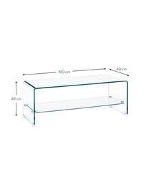 Konferenční stolek ze skla s policí Iride, Transparentní, Š 100 cm, H 40 cm