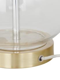 Lámpara de mesa de vidrio Natty, Pantalla: tela, Cable: plástico, Madera clara, transparente, Ø 31 x Al 48 cm