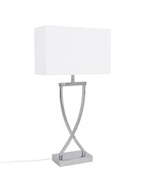 Lampa stołowa Vanessa, Podstawa lampy: chrom, Klosz: biały, Kabel: biały, S 27 x W 52 cm