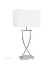 Große Tischlampe Vanessa, Lampenfuß: Metall, Lampenschirm: Textil, Weiß, Silberfarben, B 27 x H 52 cm