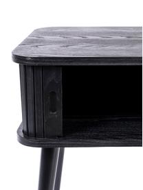 Holz-Nachttisch Barbier mit Schiebetür und geriffelter Front in Schwarz, Tischplatte: Mitteldichte Holzfaserpla, Schwarz, B 45 x H 59 cm