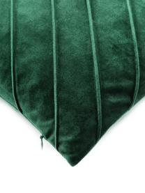 Housse de coussin en velours vert foncé Leyla, Velours (100 % polyester), Vert foncé, larg. 30 x long. 50 cm