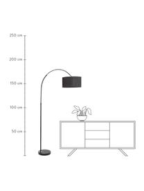 Lámpara de arco Sama, Pantalla: tela, Cable: plástico, Negro, An 90 x Al 180 cm