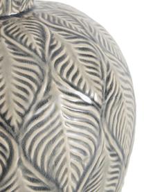 Große Keramik-Tischlampe Brooklyn, Lampenschirm: Textil, Lampenfuß: Keramik, Sockel: Kristallglas, Weiß, Grau, Ø 33 x H 53 cm