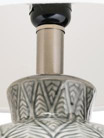 Lampada da tavolo grande in ceramica Brooklyn, Base della lampada: ceramica, Paralume: tessuto, Bianco, grigio, Ø 33 x Alt. 53 cm