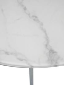 Ronde XL-salontafel Antigua met glazen tafelblad met marmerlook, Tafelblad: mat bedrukt glas, Frame: verchroomd metaal, Wit, chroomkleurig, Ø 100 x H 35 cm