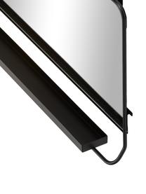 Lustro ścienne z metalową ramą i półką Chic, Czarny, S 80 x W 40 cm