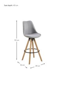 Taburetes altos Dima Textile, 2 uds., Tapizado: poliéster 25.000 ciclos e, Patas: madera de caucho, teñidas, Gris claro, roble, An 49 x Al 112 cm