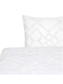 Funda nórdica texturizada de percal Faith, Blanco, Cama 90 cm (155 x 220 cm)