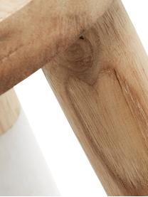 Stołek  z drewna w stylu scandi Brocsy, Drewno mungur, lakierowane, Drewno mungur, biały, S 30 x W 44 cm
