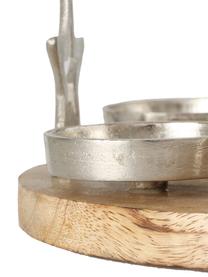 Świecznik Jannow, Drewno mangowe, aluminium niklowane, Jasne drewno naturalne, odcienie srebrnego, Ø 30 x W 12 cm