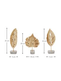 Set 3 oggetti da decorazione Blatt, Presa di corrente: cemento, Grigio, legno di paulownia, Set in varie misure