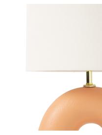 Tafellamp Wesley met ovalem lampenkap en keramische voet, Lampenkap: linnen, Lampvoet: keramiek, Wit, oranje, Ø 43 x H 42 cm