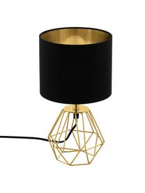 Kleine Nachttischlampe Phil-Gold, Lampenfuß: Metall, vermessingt, Schwarz, Goldfarben, Ø 17 x H 31 cm