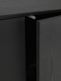 Dressoir Noel uit essenhoutfineer in zwart, Vezelplaat met gemiddelde dichtheid (MDF) met essenfineer, Zwart, B 100 cm x H 120 cm