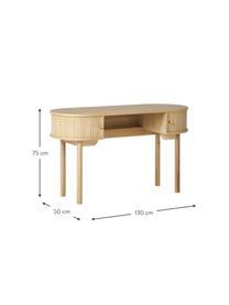Biurko z ryflowanym frontem Calary, Korpus: płyta pilśniowa średniej , Nogi: lite drewno dębowe z cert, Drewno dębowe, S 130 x W 50 cm