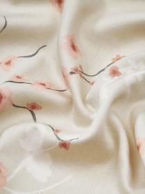 Housse de couette en satin de coton à motif floral Sakura, Beige, rose, blanc, larg. 260 x long. 240 cm