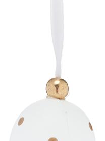 Œuf de Pâques à suspendre Happy Easter, 6 élém., Plastique, Blanc, couleur dorée, Ø 3 x haut. 4 cm