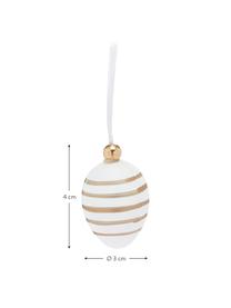 Œuf de Pâques à suspendre Happy Easter, 6 élém., Plastique, Blanc, couleur dorée, Ø 3 x haut. 4 cm