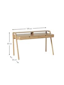 Biurko z drewna jesionowego Evrak, Korpus: fornir z drewna jesionowe, Nogi: lite drewno jesionowe, Jasne drewno jesionowe, S 139 x W 87 cm
