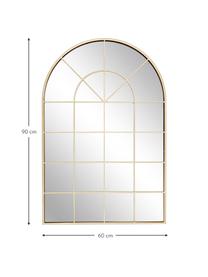 Wandspiegel Clarita in Fensteroptik mit goldenem Metallrahmen, Rahmen: Metall, beschichtet, Rückseite: Mitteldichte Holzfaserpla, Spiegelfläche: Spiegelglas, Goldfarben, B 60 x H 90 cm