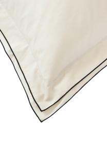 Federa in raso di cotone Carlotta, Bianco crema, nero, Larg. 50 x Lung. 80 cm