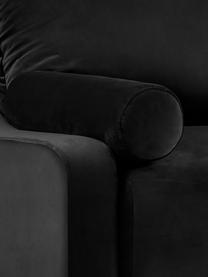 Canapé convertible 3 places avec rangement Lea, Velours noir, couleur laitonnée, larg. 215 x prof. 94 cm