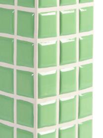 Design vaas Tile met tegellook, Dolomietensteen, Lichtgroen, wit, B 11 x H 28 cm