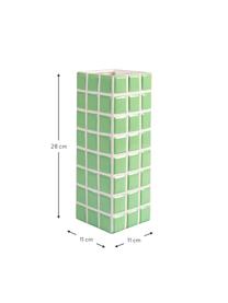 Design vaas Tile met tegellook, Dolomietensteen, Lichtgroen, wit, B 11 x H 28 cm
