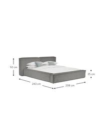 Polsterbett Lennon aus Cord mit Stauraum, Bezug: Cord (98% Polyester, 2% P, Gestell: Massives Kiefernholz, FSC, Füße: Holz, FSC-zertifiziert, K, Cord Grau, B 180 x L 200 cm