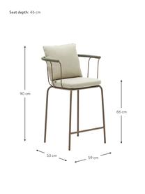 Chaise de bar de jardin avec assise rembourrée Jay, Tissu beige, brun, larg. 59 x prof. 53 cm