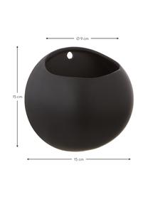 Kleiner Wand-Übertopf Globe aus Keramik, Keramik, Schwarz, Ø 15 x H 15 cm