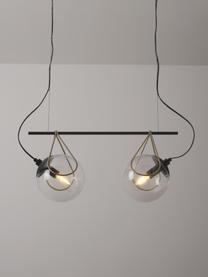 Sklenená guľová závesná lampa Drea, Čierna, mosadzné odtiene, Ø 18 x V 150 cm
