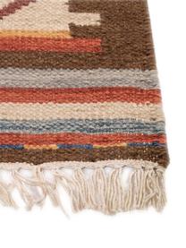 Ręcznie tkany chodnik kilim z wełny Zohra, Czerwony, wielobarwny, S 80 x D 200 cm