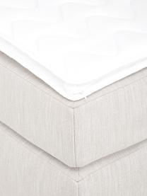 Lit à sommier tapissier sans tête de lit Enya, Tissu grège, 140 x 200 cm, indice de fermeté 2