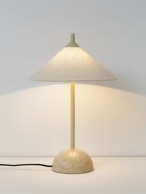Tischlampe Vica mit Marmorfuß, Lampenschirm: Leinen (100 % Polyester), Lampenfuß: Marmor, Beige, marmoriert, Ø 31 x H 48 cm