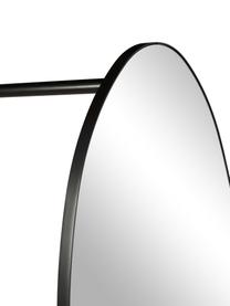Stojací zrcadlo s připevňovací konstrukcí s police z kovu Ophelia, Černá, Š 54 cm, V 190 cm