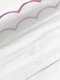 Poszwa na kołdrę z bawełny z falbanką Atina, Lila, biały, S 200 x D 200 cm