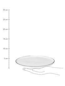 Handgemaakte serveerplateau Salt van porselein, L 30 x B 20 cm, Porselein, Gebroken wit met zwarte rand, L 30 x B 20 cm