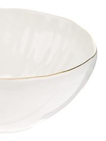 Ciotola in porcellana con rilievo e bordo dorato Sali 2 pz, Porcellana, Bianco, Ø 17 x Alt. 8 cm