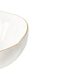 Ciotola in porcellana con rilievo e bordo dorato Sali 2 pz, Porcellana, Bianco, Ø 17 x Alt. 8 cm