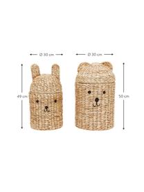 Handgemaakte opbergmanden Bear & Rabbit uit natuurlijke vezels, set van 2, Beige, Set met verschillende formaten