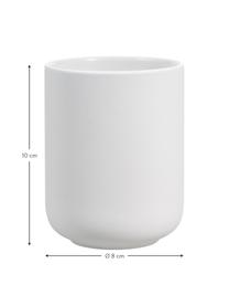 Vaso cepillo de dientes Ume, Gres revestido con superficie de tacto suave (plástico), Blanco, Ø 8 x Al 10 cm