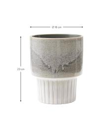 Macetero de cerámica Emine, Cerámica, esmaltada, Tonos grises, blanco crema, Ø 18 x Al 23 cm