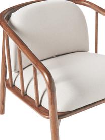 Poltroncina in legno di quercia Balin, Rivestimento: 100% poliestere Il rivest, Struttura: legno massiccio di querci, Tessuto beige, legno di quercia laccato scuro, Larg. 79 x Alt. 73 cm