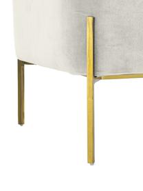 Breiter Samt-Hocker Harper, Bezug: Baumwollsamt, Fuß: Metall, pulverbeschichtet, Samt Hellgrau, Goldfarben, B 64 x H 44 cm