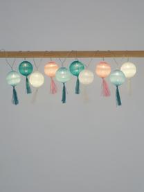 LED lichtslinger Jolly Tassel, 185 cm, 10 lampions, Lampions: katoen, Wit, roze, groen, blauw, L 185 cm