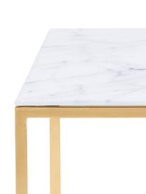 Beistelltisch-Set Aruba mit marmorierter Glasplatte, 3-tlg., Tischplatte: Sicherheitsglas, Metall, , Gestell: Metall, pulverbeschichtet, Weiß, Goldfarben, Set mit verschiedenen Größen