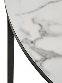 Runder Couchtisch Antigua mit Glasplatte in Marmor-Optik, Tischplatte: Glas, matt bedruckt, Gestell: Stahl, pulverbeschichtet, Marmor-Optik Weiß, Schwarz, Ø 80 cm