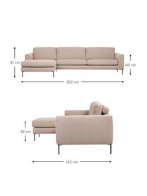 Rohová sedačka s kovovými nohami Cucita (4místná), Taupe, Š 302 cm, H 163 cm, levé rohové provedení